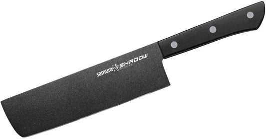 Samura Shadow Nakiri Knife With Black Non-Stick Coating 6.7 inch blade Japanese AUS-8 Steel